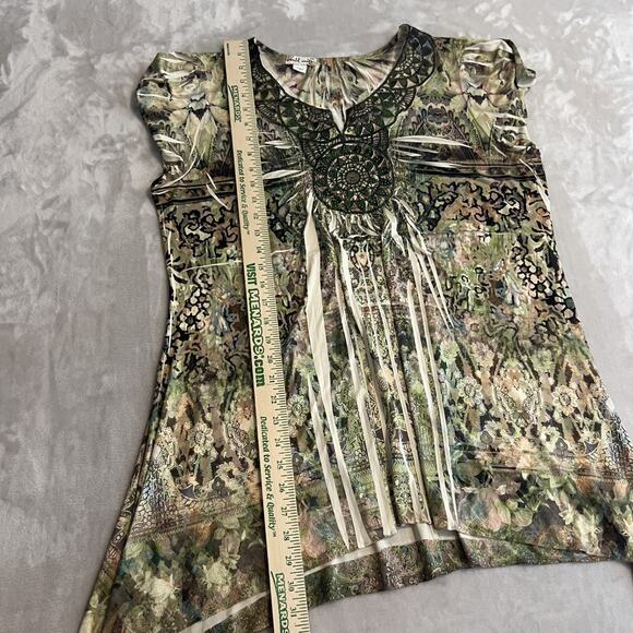 Y2K World Unity Top Womens XXL Green Boho Fairygrunge Artsy Psychedelic READ - Picture 8 of 12